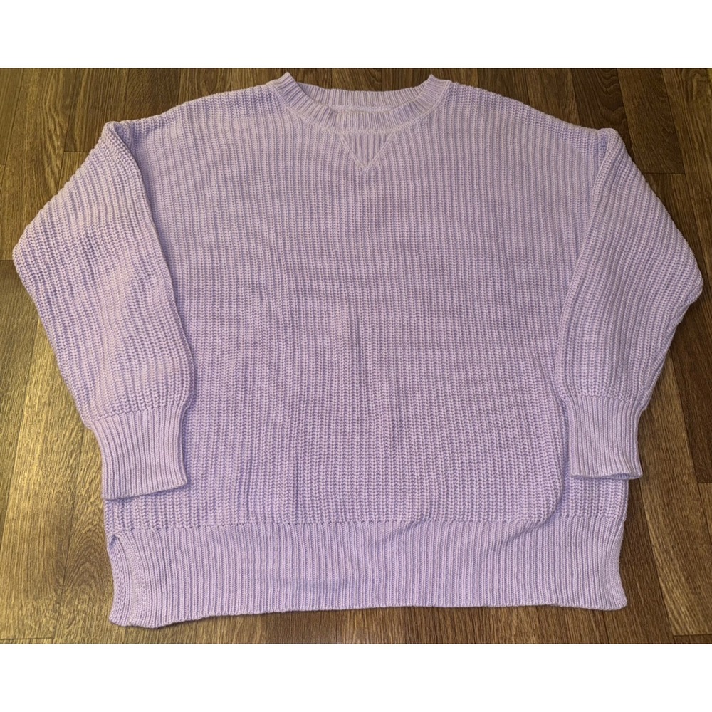 Aeropostale Lavender Purple Shaker Stitch Oversized Crew Neck Sweater XS